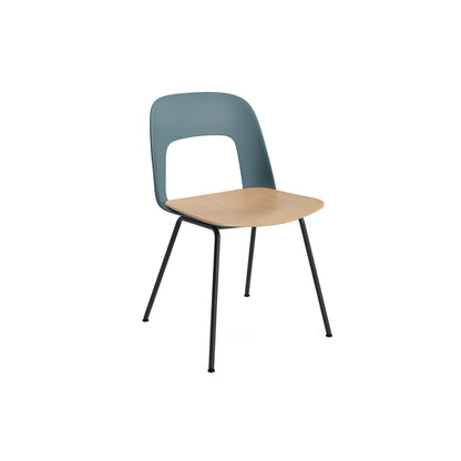 Layout Chair 112  Metal Base by HAY - Ocean Shell / Oak veneer Seat / Black Base