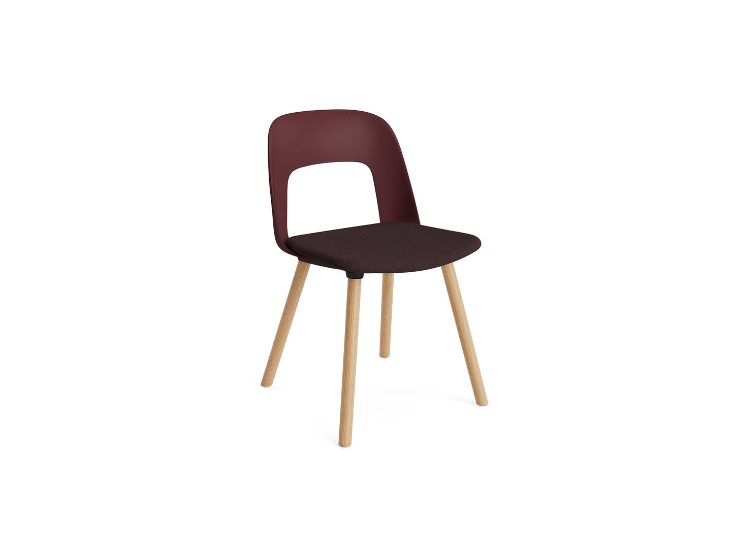 Layout Chair Upholstered - Wood Base (123) by HAY - Lacquered Oak / Bordeaux / Remix 373