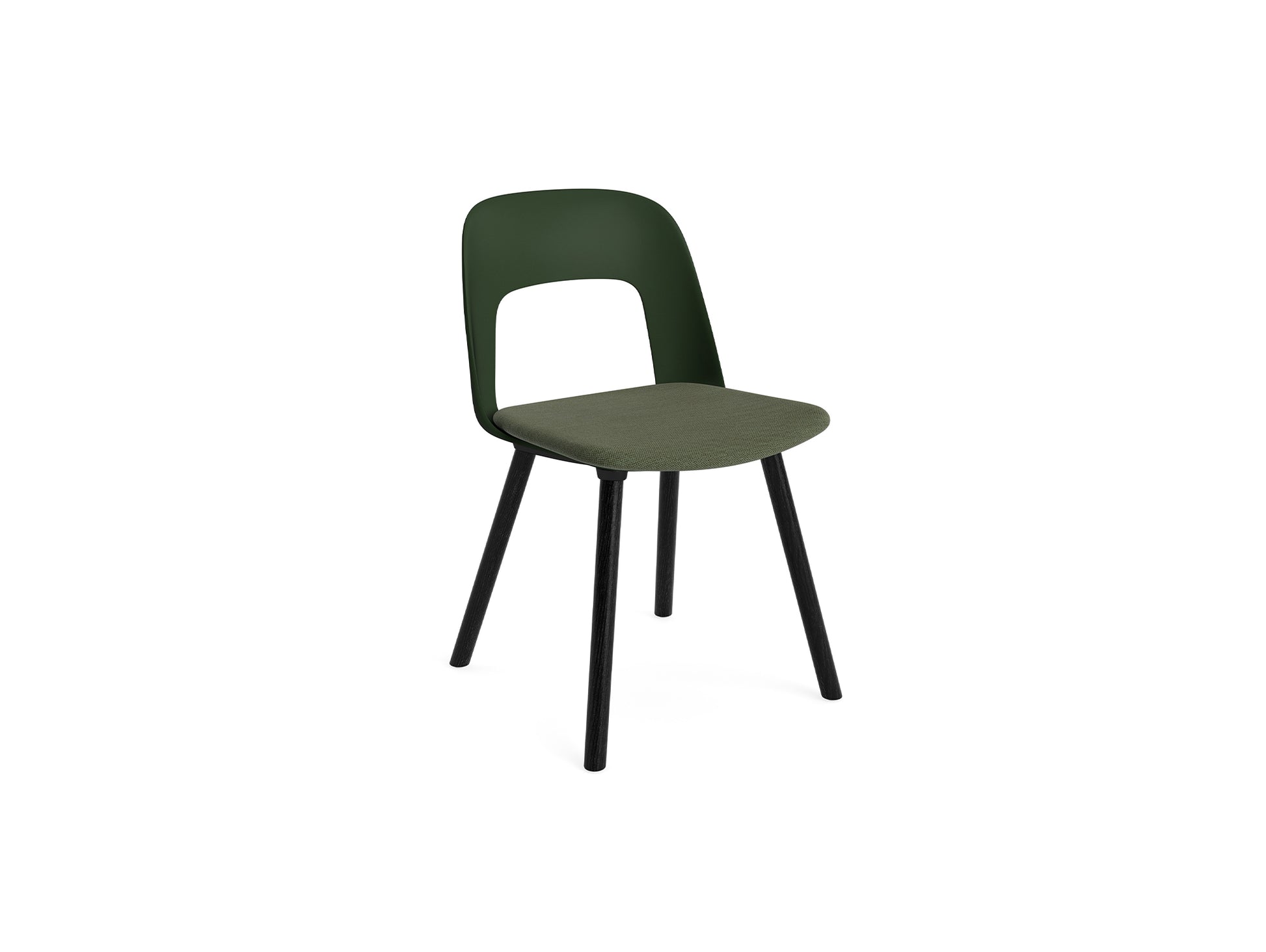 Layout Chair Upholstered - Wood Base (123) by HAY - Black Lacquered Oak / Bottle Green / Mode 072