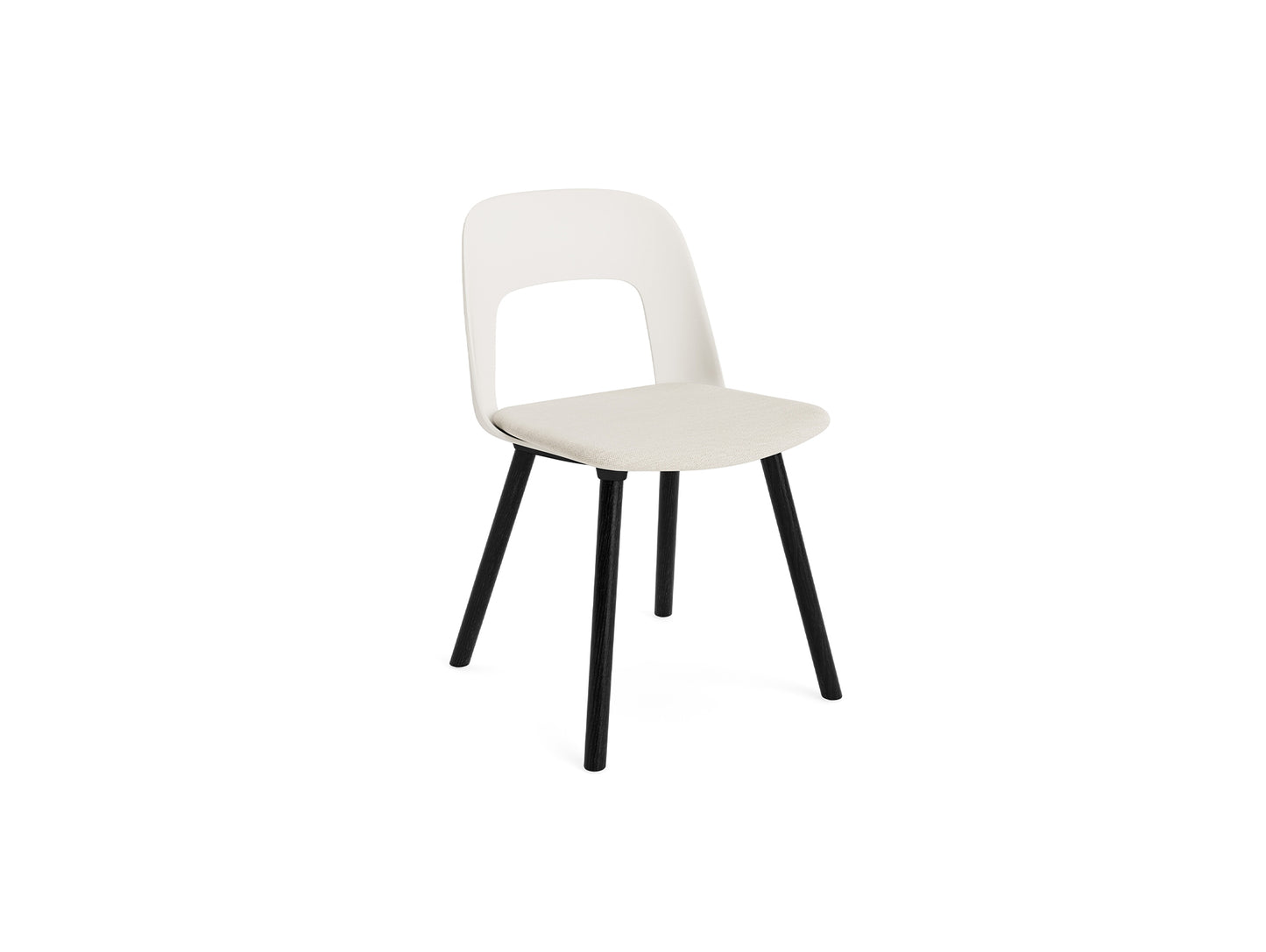 Layout Chair Upholstered - Wood Base (123) by HAY - Black Lacquered Oak / Cream White / Mode 011