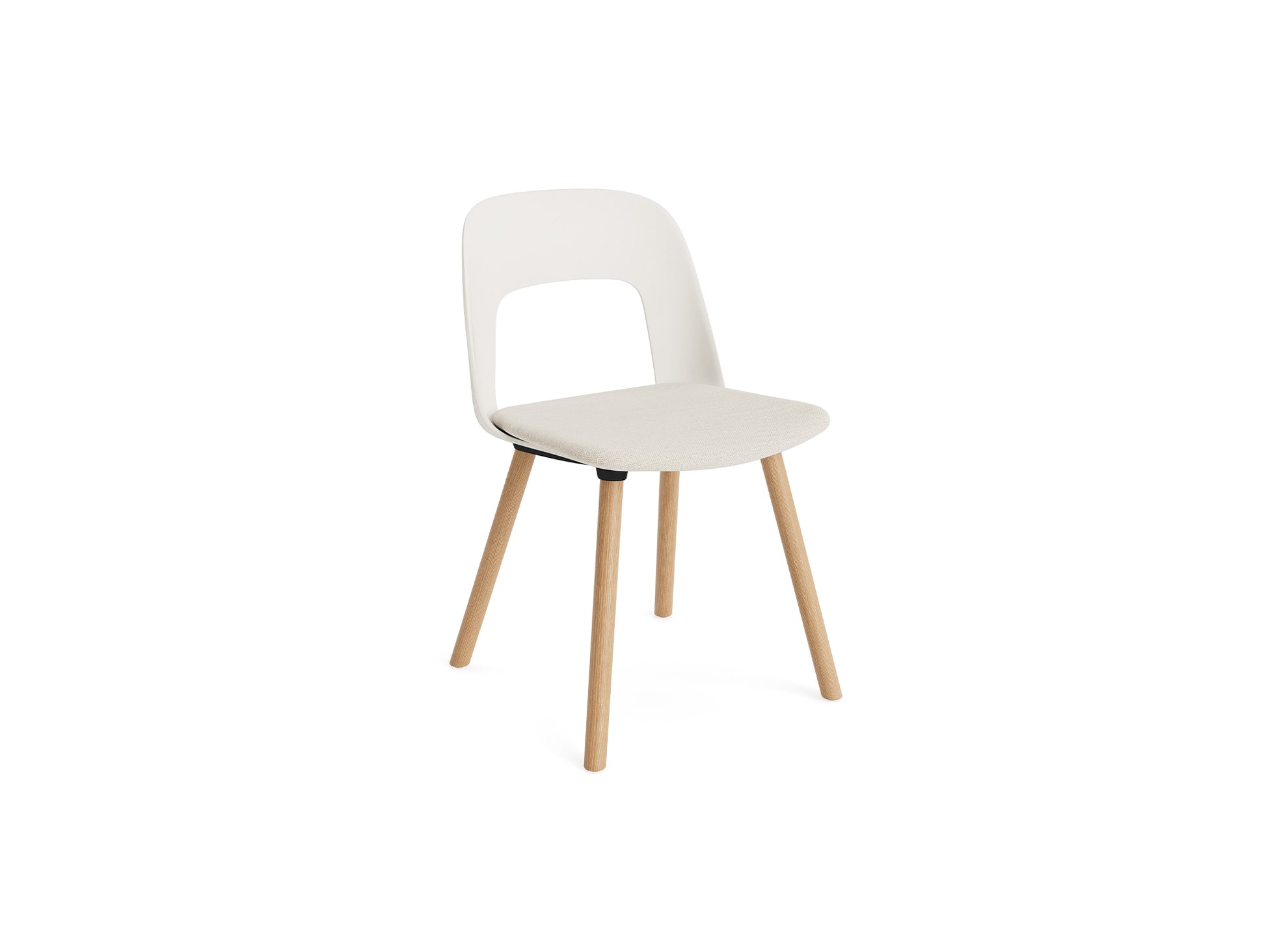 Layout Chair Upholstered - Wood Base (123) by HAY - Lacquered Oak / Cream White / Mode 011