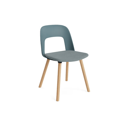 Layout Chair Upholstered - Wood Base (123) by HAY - Lacquered Oak / Ocean / Mode 045