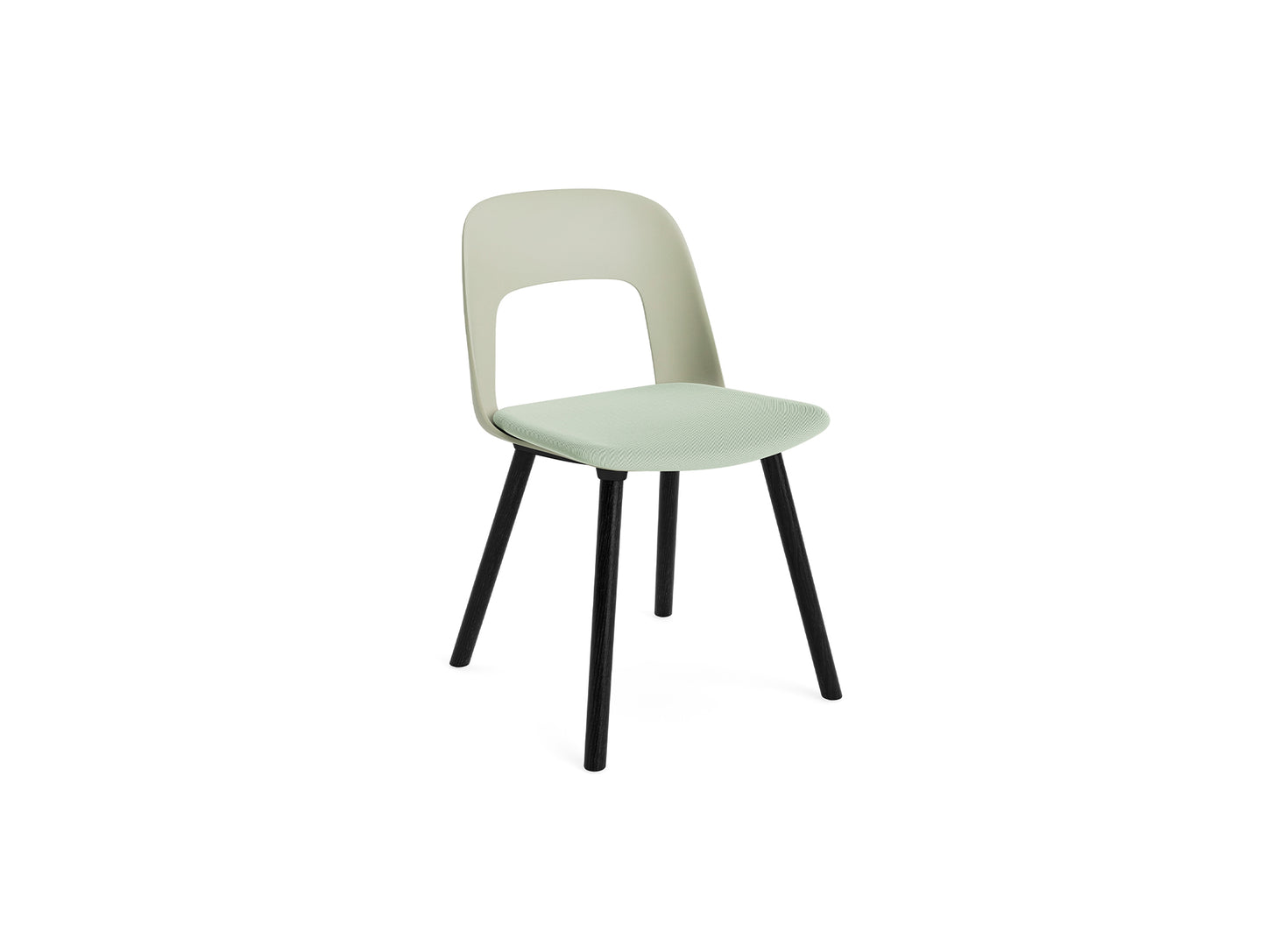 Layout Chair Upholstered - Wood Base (123) by HAY - Black Lacquered Oak / Pastel Green / Relate 921