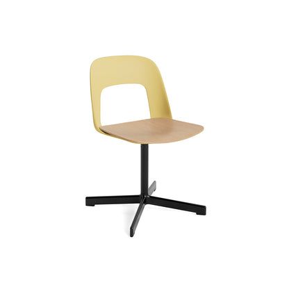 Layout Chair 132 - Swivel Base by HAY - Biscotti Shell / Oak Veneer Seat /  Black Aluminium