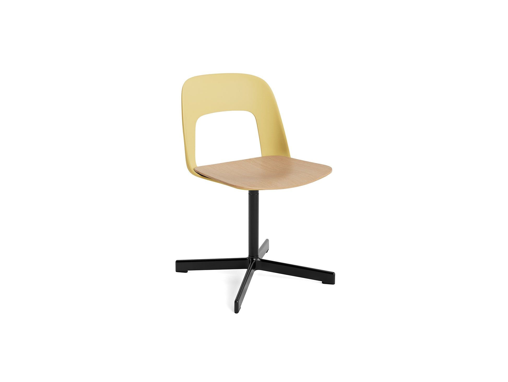 Layout Chair 132 - Swivel Base by HAY - Biscotti Shell / Oak Veneer Seat /  Black Aluminium