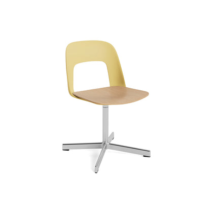 Layout Chair 132 - Swivel Base by HAY - Biscotti Shell / Oak Veneer Seat /  Polished Aluminium