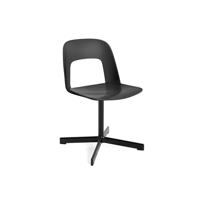 Layout Chair 132 - Swivel Base by HAY - Black Shell / Black Oak Veneer Seat /  Black Aluminium