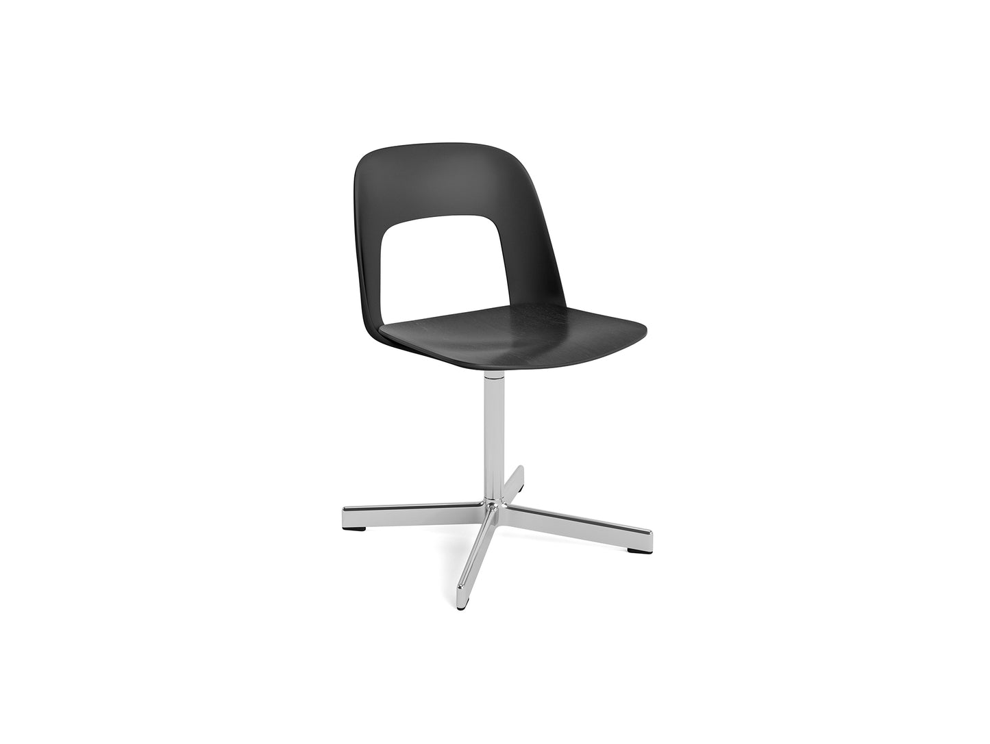 Layout Chair 132 - Swivel Base by HAY - Black Shell / Black Oak Veneer Seat /  Polished Aluminium