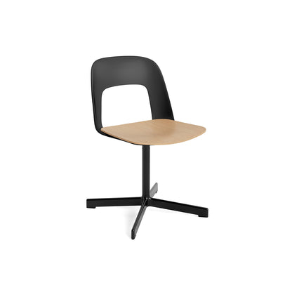 Layout Chair 132 - Swivel Base by HAY - Black Shell / Oak Veneer Seat /  Black Aluminium