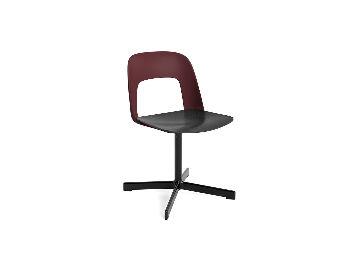 Layout Chair 132 - Swivel Base by HAY - Bordeaux Shell / Black Oak Veneer Seat /  Black Aluminium