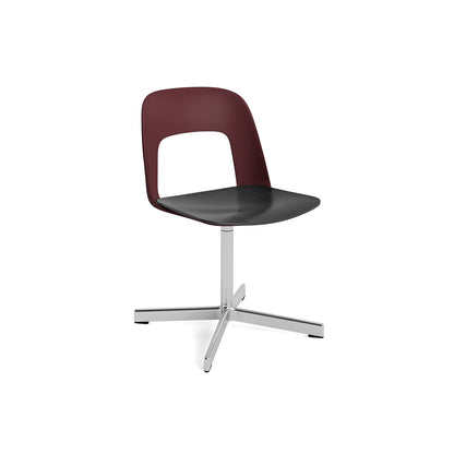 Layout Chair 132 - Swivel Base by HAY - Bordeaux Shell / Black Oak Veneer Seat /  Polished Aluminium