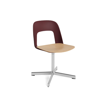 Layout Chair 132 - Swivel Base by HAY - Bordeaux Shell / Oak Veneer Seat /  Polished Aluminium