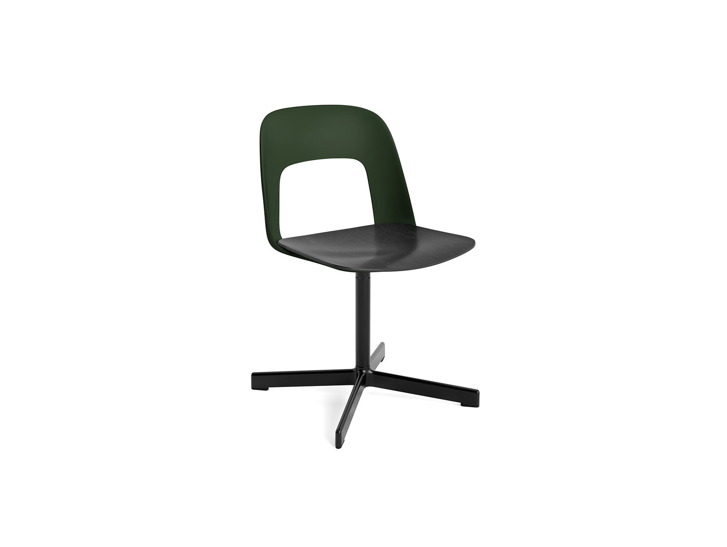 Layout Chair 132 - Swivel Base by HAY - Bottle Green Shell / Black Oak Veneer Seat /  Black Aluminium
