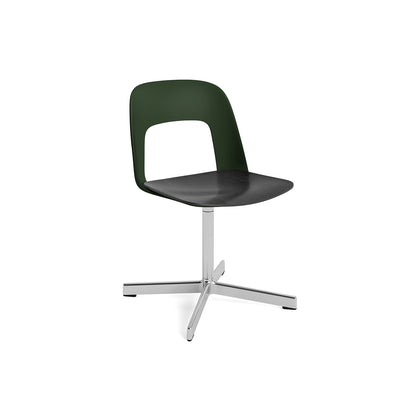 Layout Chair 132 - Swivel Base by HAY - Bottle Green Shell / Black Oak Veneer Seat /  Polished Aluminium
