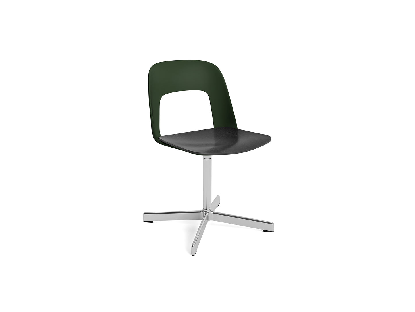 Layout Chair 132 - Swivel Base by HAY - Bottle Green Shell / Black Oak Veneer Seat /  Polished Aluminium
