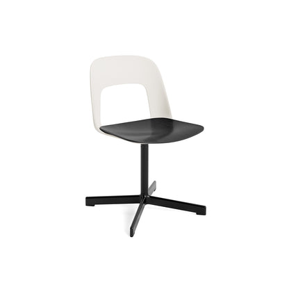 Layout Chair 132 - Swivel Base by HAY - Cream White Shell / Black Oak Veneer Seat /  Black Aluminium