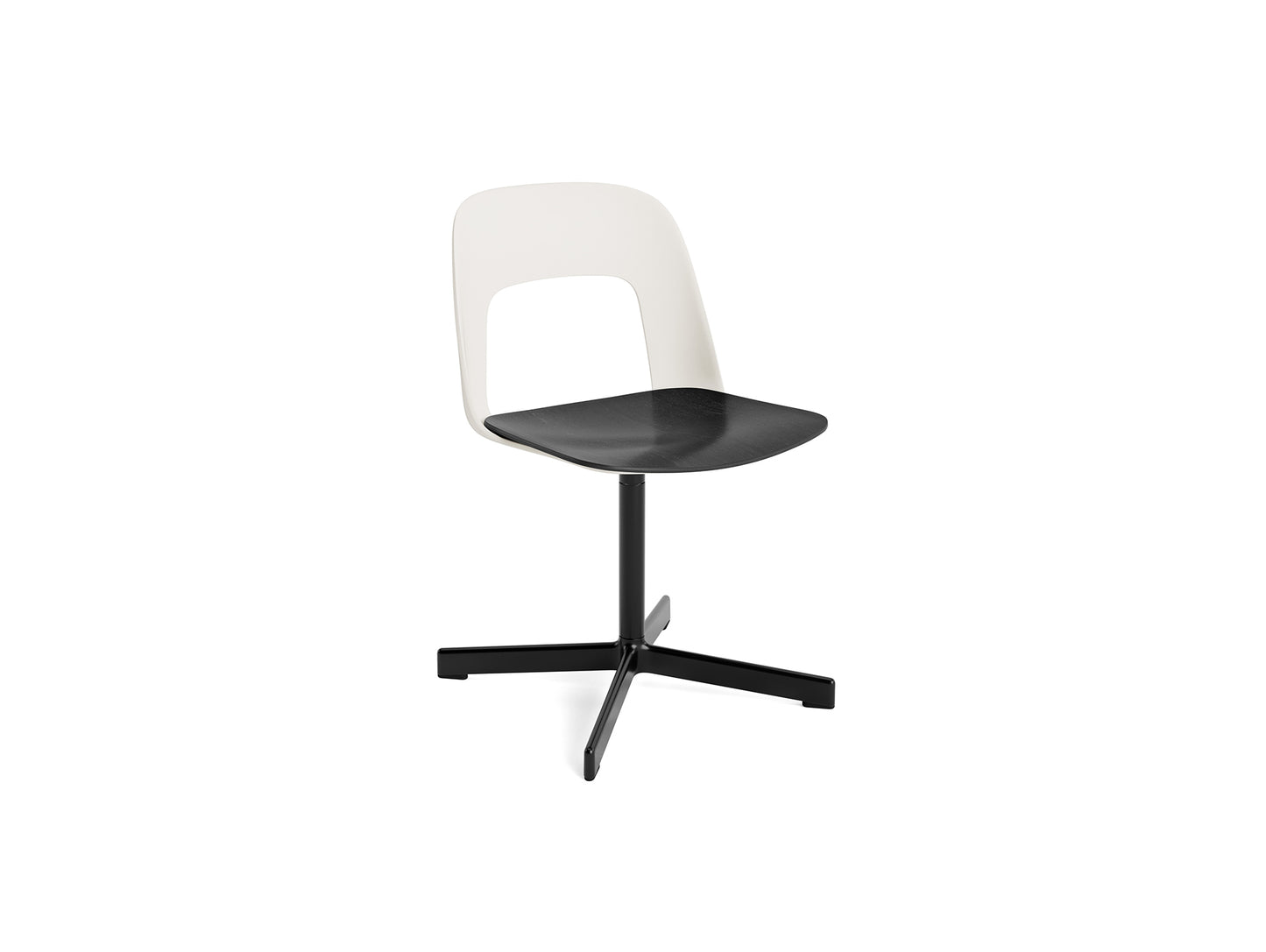 Layout Chair 132 - Swivel Base by HAY - Cream White Shell / Black Oak Veneer Seat /  Black Aluminium