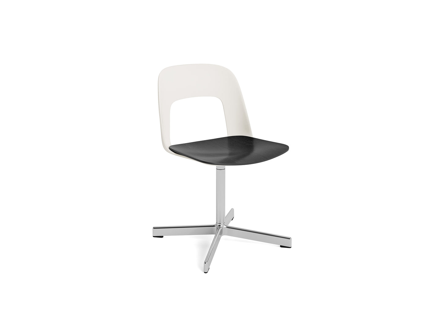 Layout Chair 132 - Swivel Base by HAY - Cream White Shell / Black Oak Veneer Seat /  Polished Aluminium