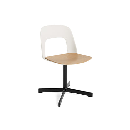 Layout Chair 132 - Swivel Base by HAY - Cream White Shell / Oak Veneer Seat /  Black Aluminium
