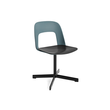 Layout Chair 132 - Swivel Base by HAY - Ocean Shell / Black Oak Veneer Seat /  Black Aluminium