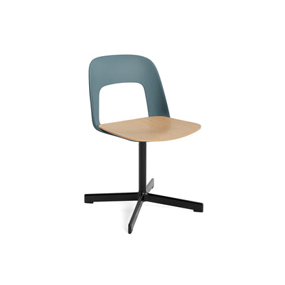 Layout Chair 132 - Swivel Base by HAY - Ocean Shell / Oak Veneer Seat /  Black Aluminium