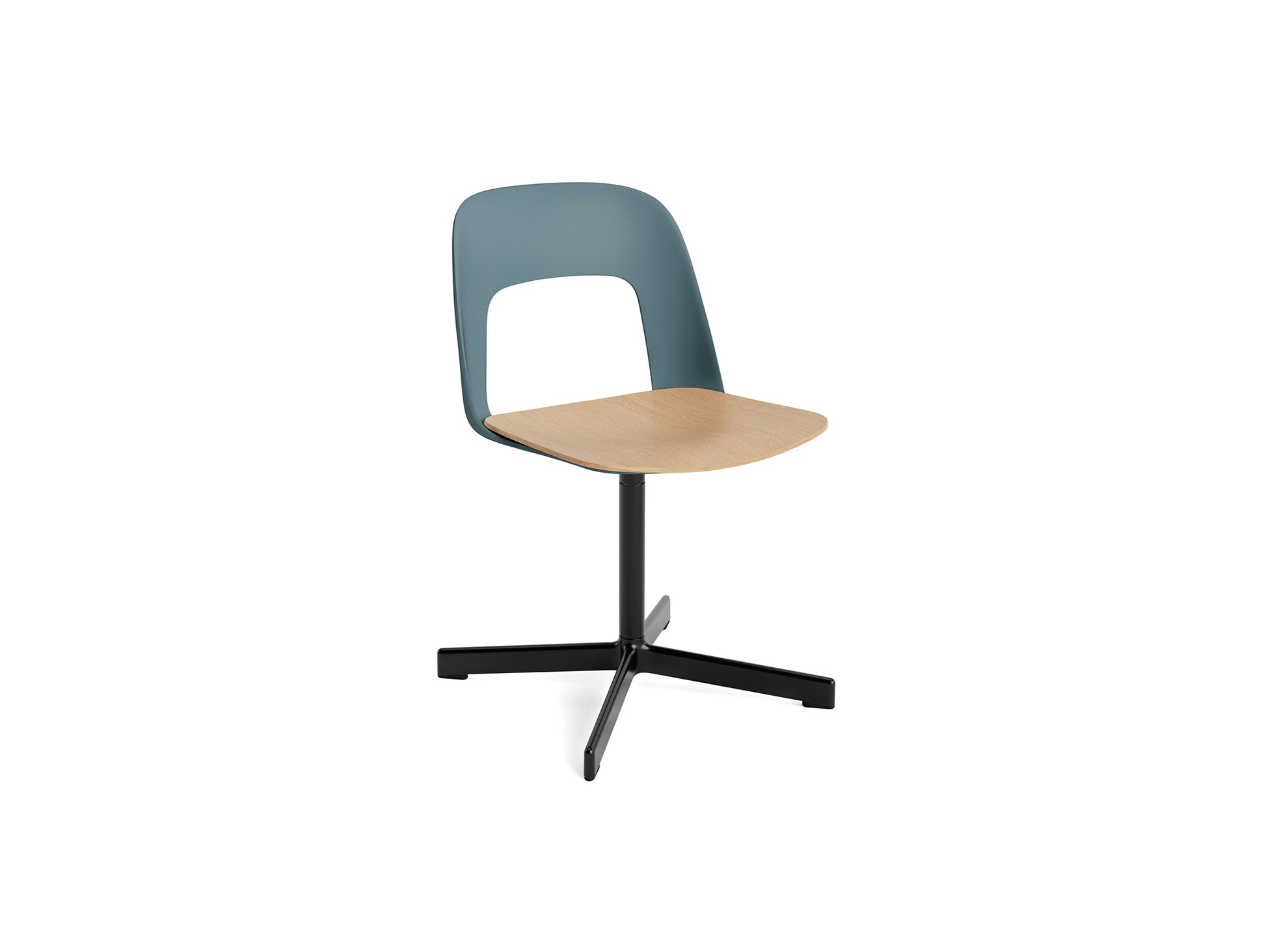 Layout Chair 132 - Swivel Base by HAY - Ocean Shell / Oak Veneer Seat /  Black Aluminium
