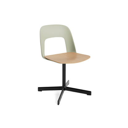 Layout Chair 132 - Swivel Base by HAY - Pastel Green Shell / Oak Veneer Seat /  Black Aluminium