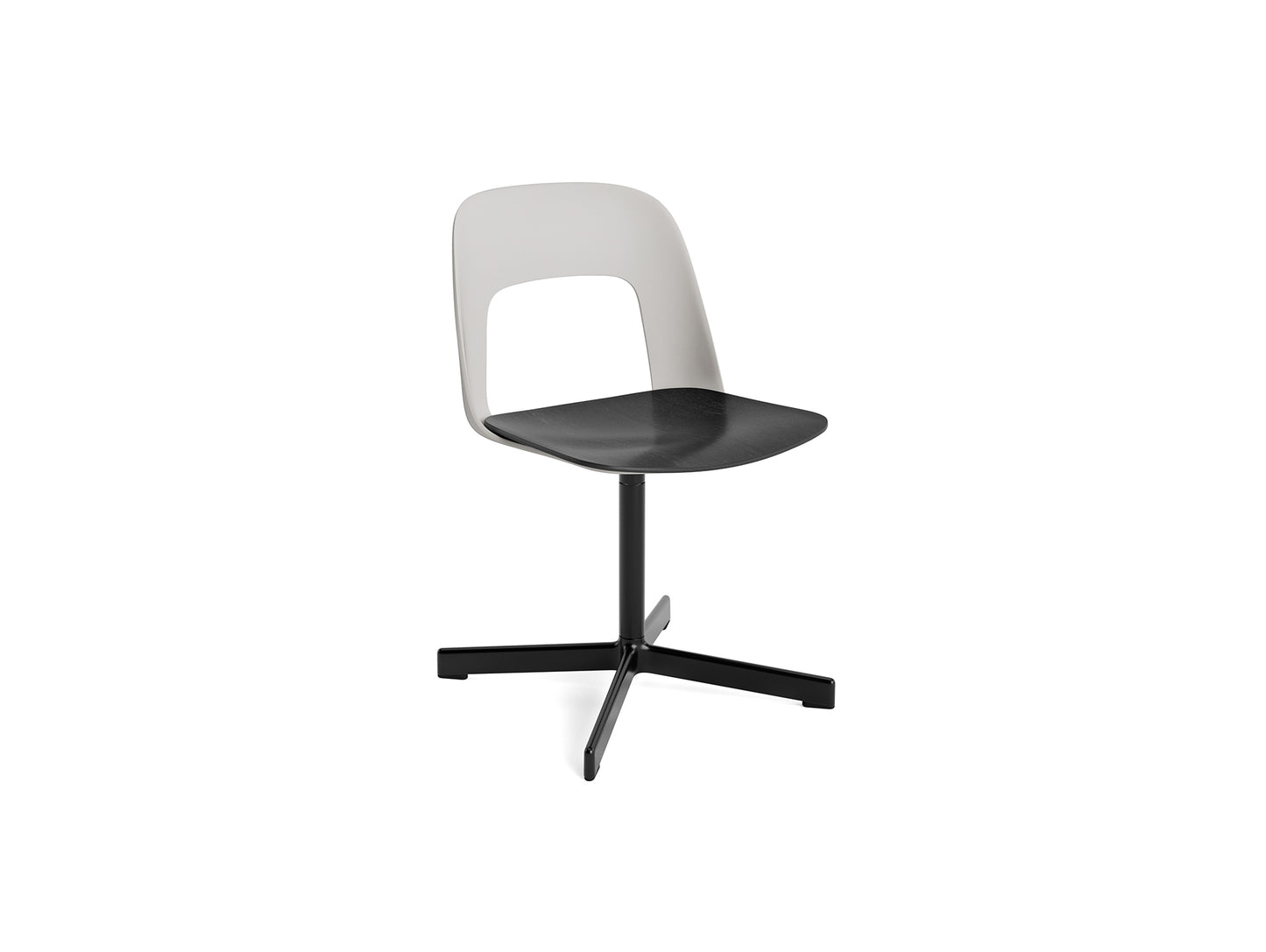 Layout Chair 132 - Swivel Base by HAY - Sky Grey Shell / Black Oak Veneer Seat /  Black Aluminium