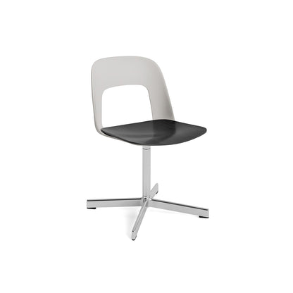 Layout Chair 132 - Swivel Base by HAY - Sky Grey Shell / Black Oak Veneer Seat /  Polished Aluminium