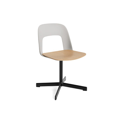 Layout Chair 132 - Swivel Base by HAY - Sky Grey Shell / Oak Veneer Seat /  Black Aluminium