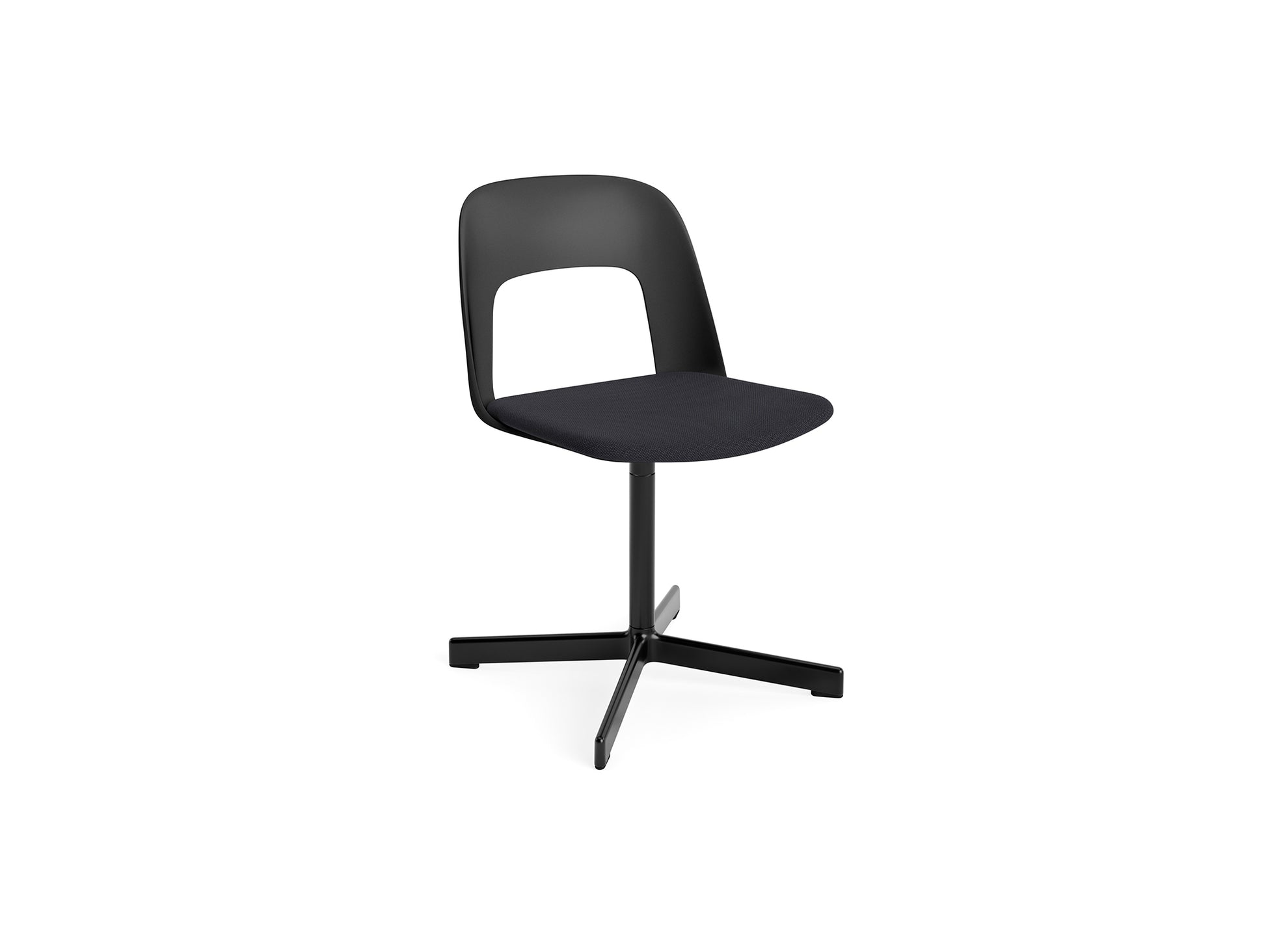 Layout Chair Upholstered - Swivel Base by HAY - Black / Steelcut Trio 195 / Black Aluminium