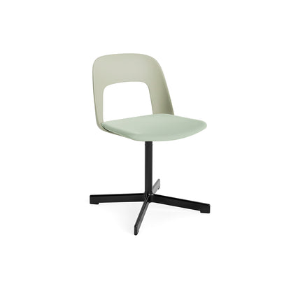 Layout Chair Upholstered - Swivel Base by HAY - Pastel Green / Relate 921 / Black Aluminium