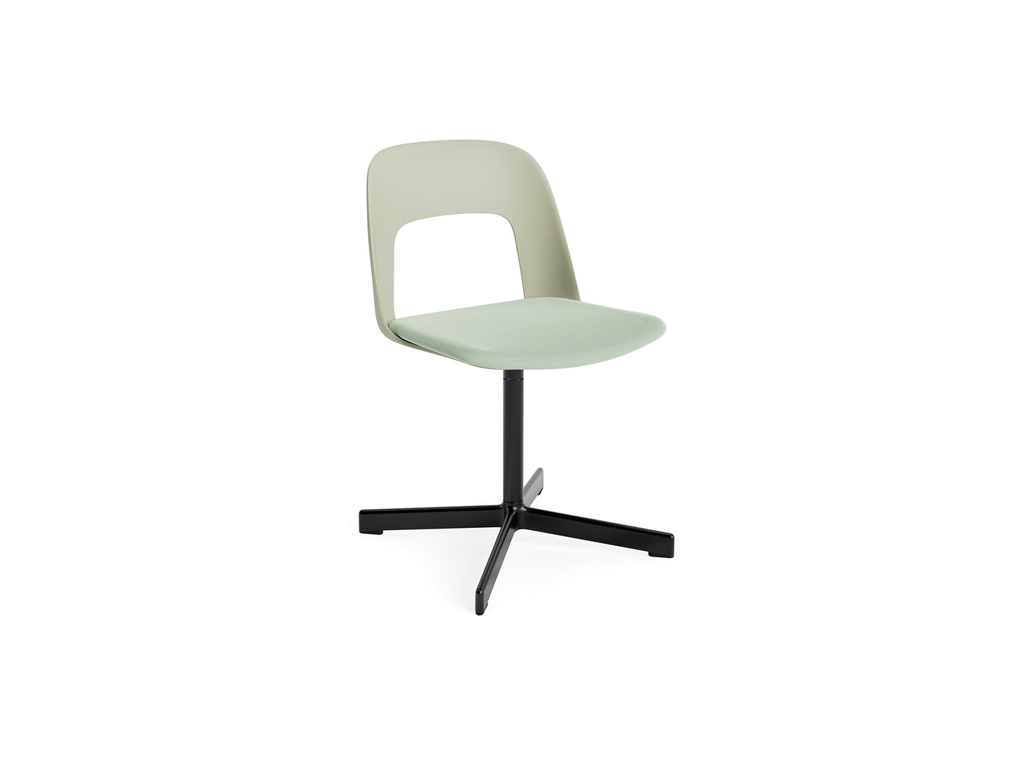 Layout Chair Upholstered - Swivel Base by HAY - Pastel Green / Relate 921 / Black Aluminium
