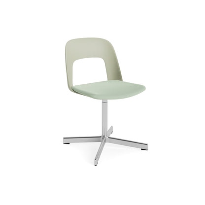 Layout Chair Upholstered - Swivel Base by HAY - Pastel Green / Relate 921 / Polished Aluminium