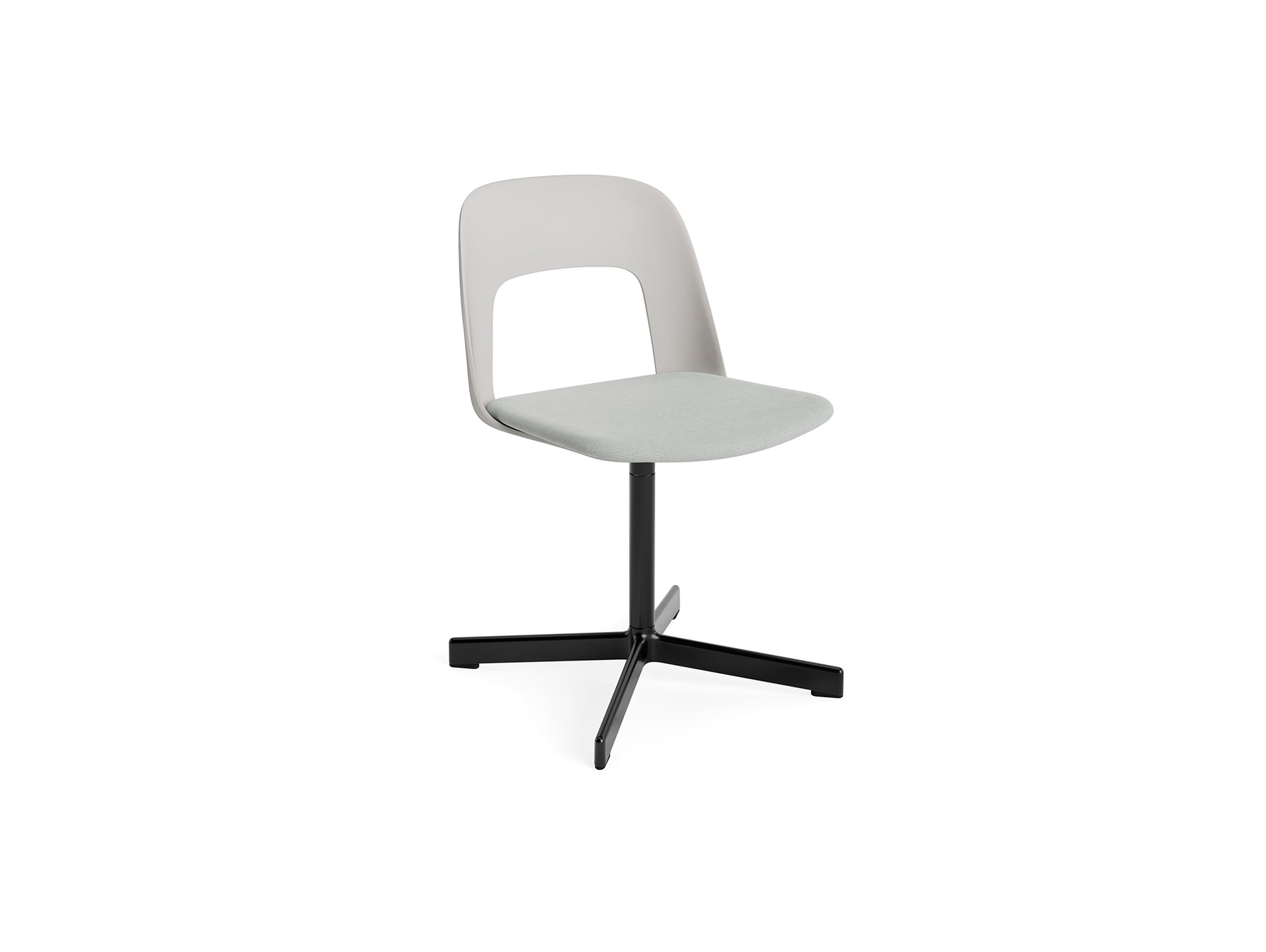 Layout Chair Upholstered - Swivel Base by HAY - Sky Grey / Naveli 113 / Black Aluminium