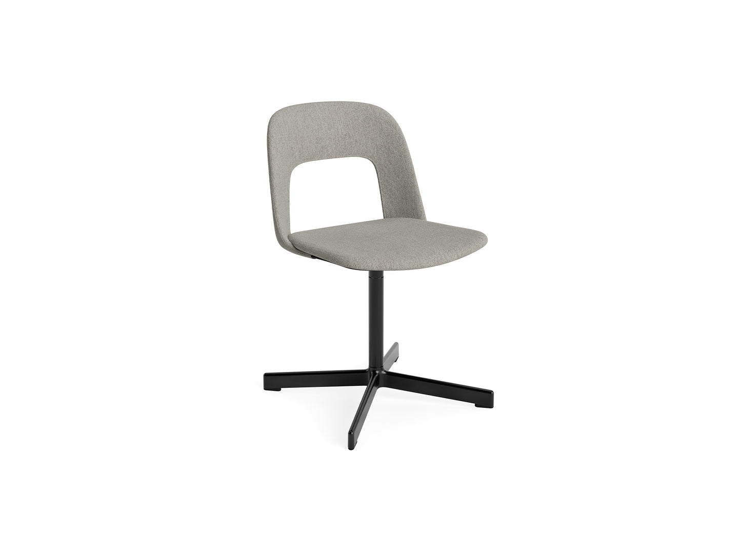Layout Chair Upholstered - Swivel Base by HAY - Turf Light Grey / Black Aluminium