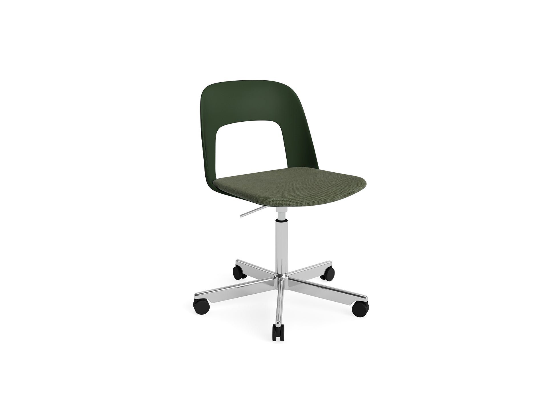 Layout Chair Seat Upholstered - 5 Star Swivel Base (143) by HAY - Polished Aluminium / Bottle Green / Mode 072