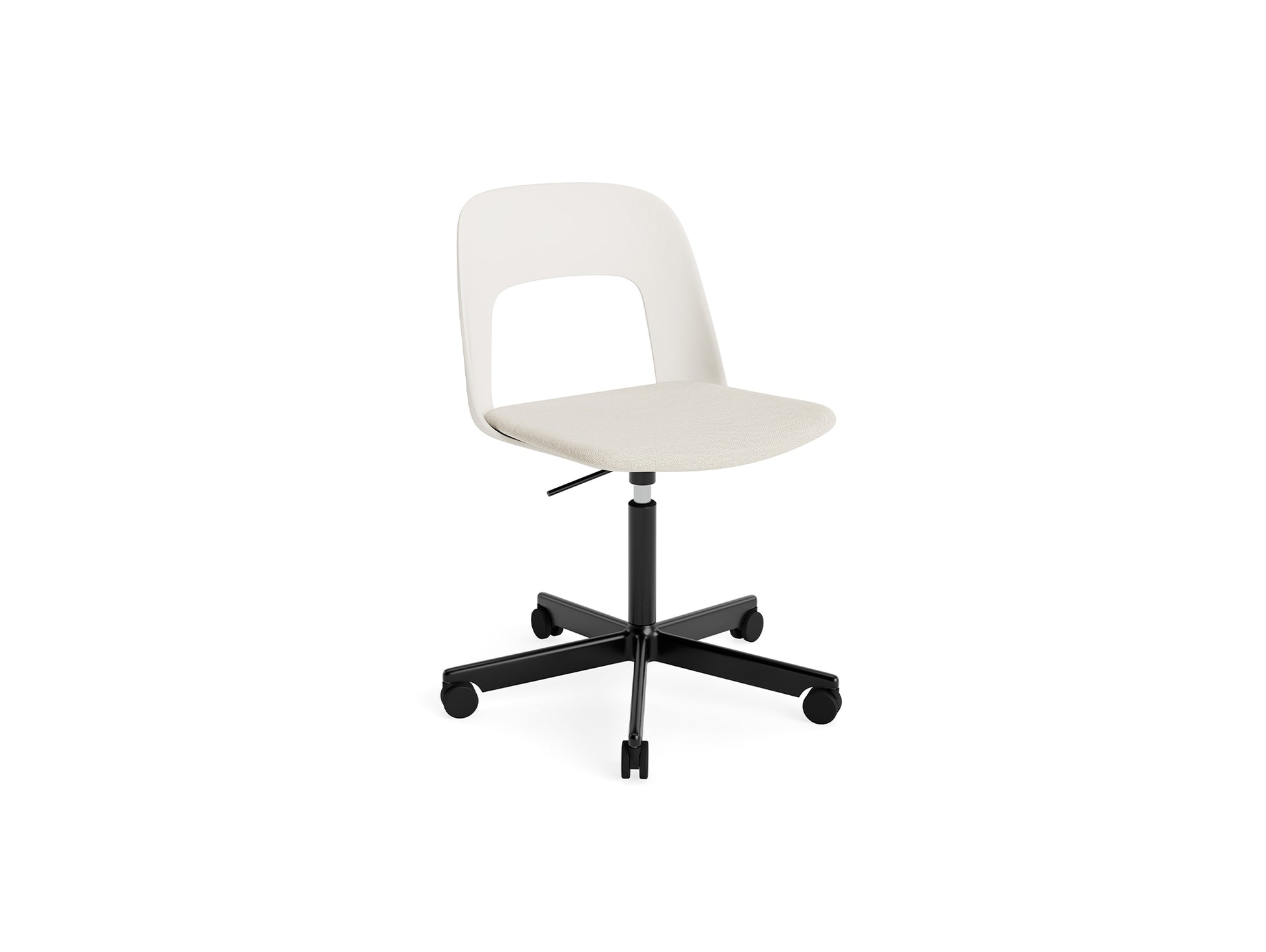 Layout Chair Seat Upholstered - 5 Star Swivel Base (143) by HAY - Black Aluminium / Cream White / Mode 011