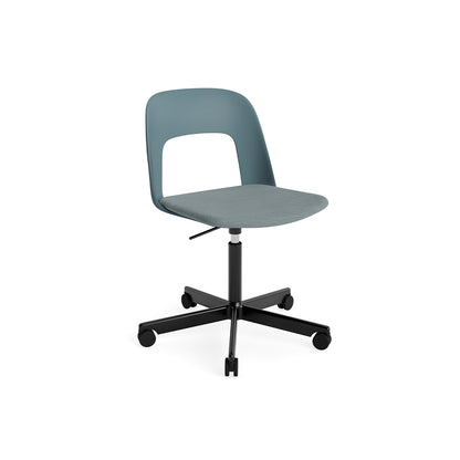 Layout Chair Seat Upholstered - 5 Star Swivel Base (143) by HAY - Black Aluminium / Ocean / Mode 045