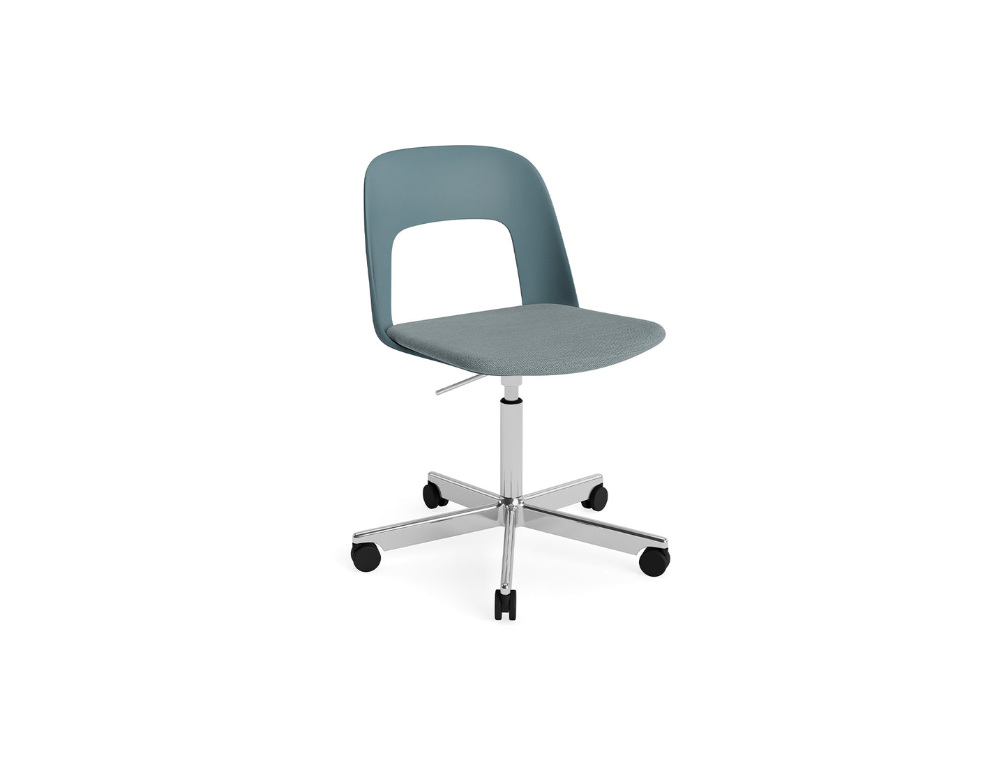 Layout Chair Seat Upholstered - 5 Star Swivel Base (143) by HAY - Polished Aluminium / Oceam / Mode 045