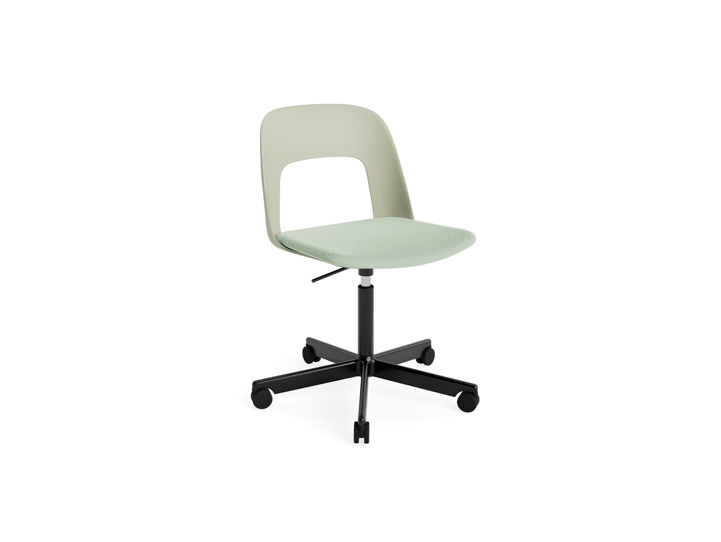 Layout Chair Seat Upholstered - 5 Star Swivel Base (143) by HAY - Black Aluminium / Pastel Green / Relate 921