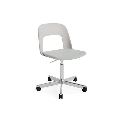 Layout Chair Seat Upholstered - 5 Star Swivel Base (143) by HAY - Polished Aluminium / Sky Grey / Naveli 113