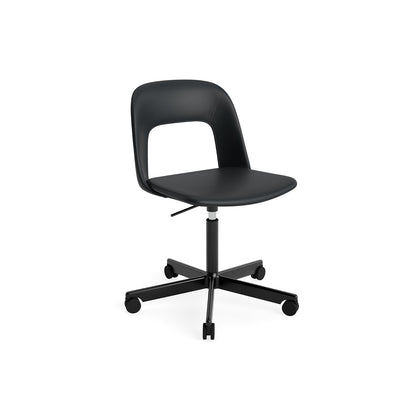 Layout Chair Full Upholstered - 5 Star Swivel Base (144) by HAY - Black Aluminium / Black Grano Leather