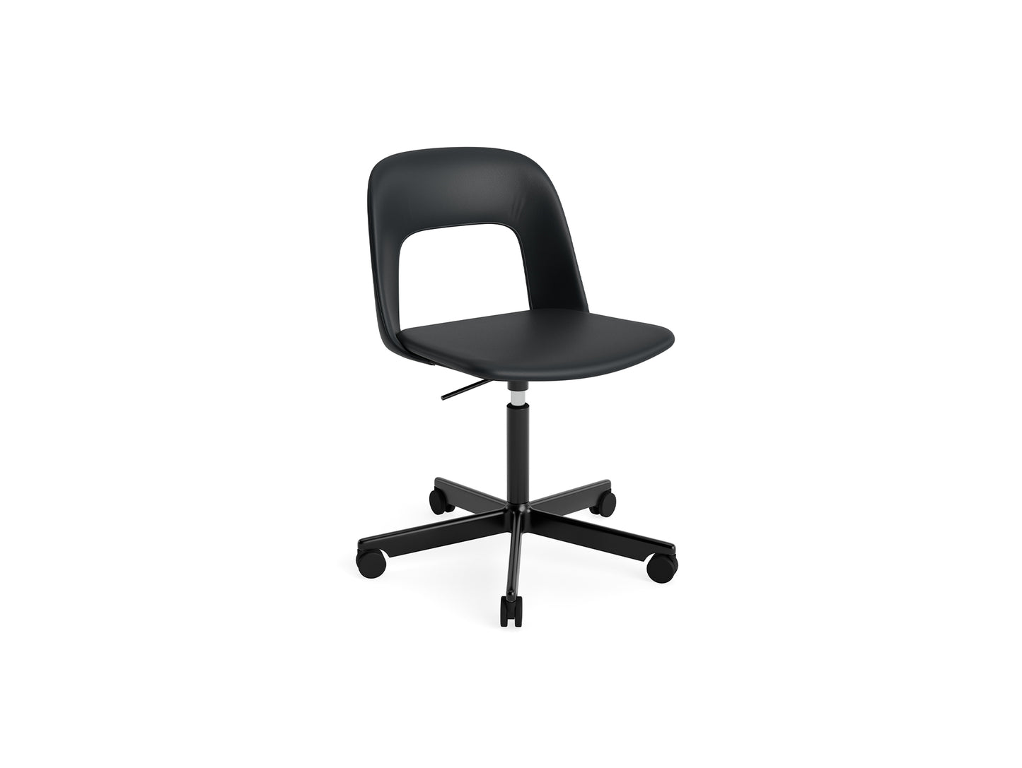 Layout Chair Full Upholstered - 5 Star Swivel Base (144) by HAY - Black Aluminium / Black Grano Leather