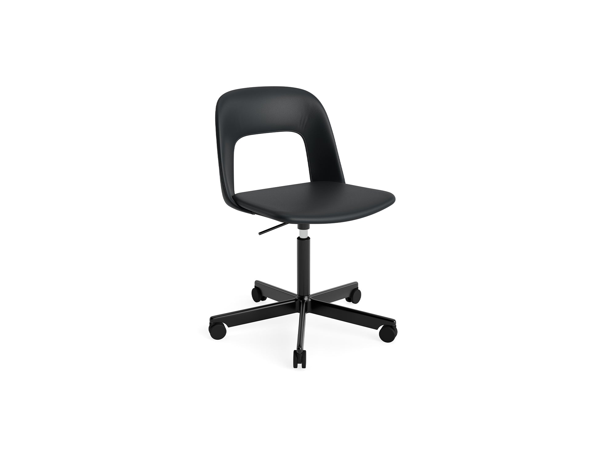 Layout Chair Full Upholstered - 5 Star Swivel Base (144) by HAY - Black Aluminium / Black Grano Leather