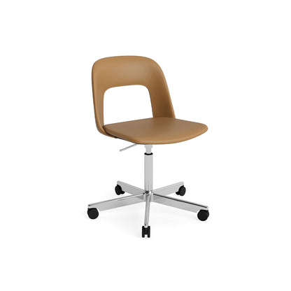 Layout Chair Full Upholstered - 5 Star Swivel Base (144) by HAY - Polished Aluminium / Cognac Grano Leather