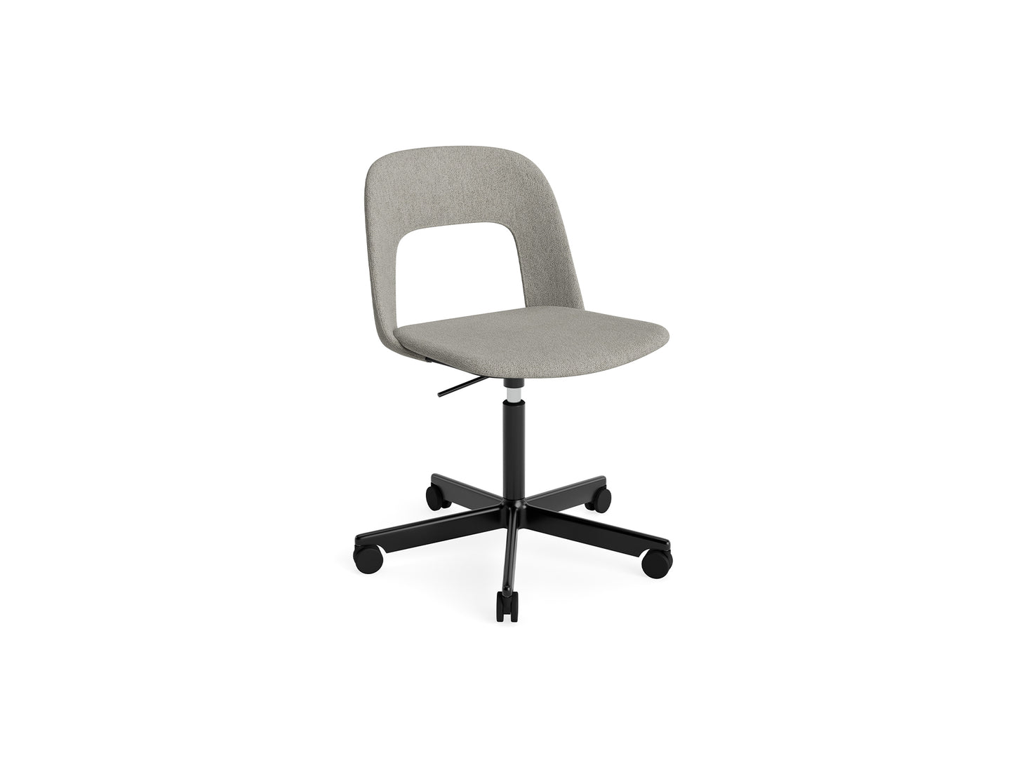 Layout Chair Full Upholstered - 5 Star Swivel Base (144) by HAY - Black Aluminium / Turf Light Grey