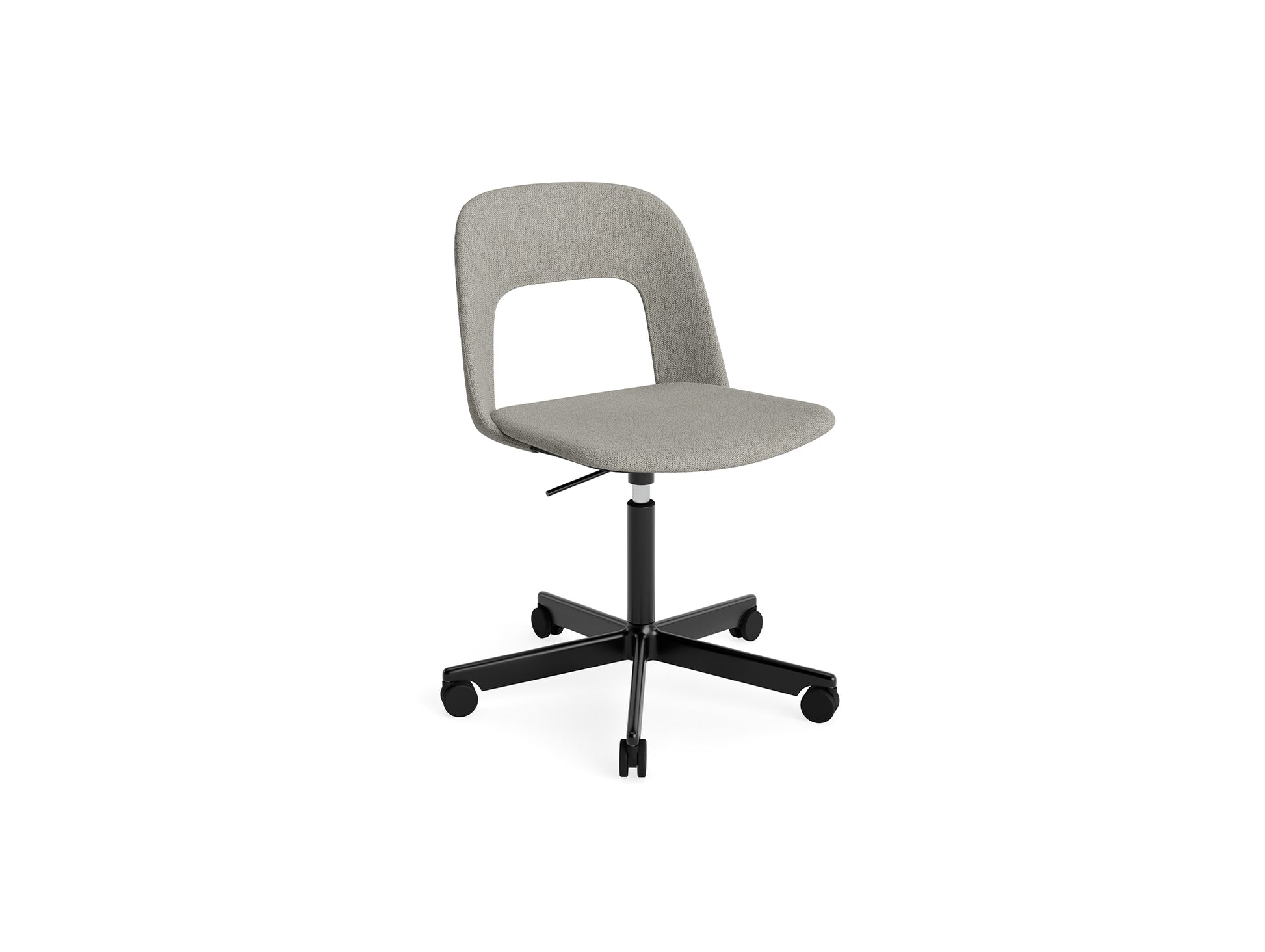 Layout Chair Full Upholstered - 5 Star Swivel Base (144) by HAY - Black Aluminium / Turf Light Grey