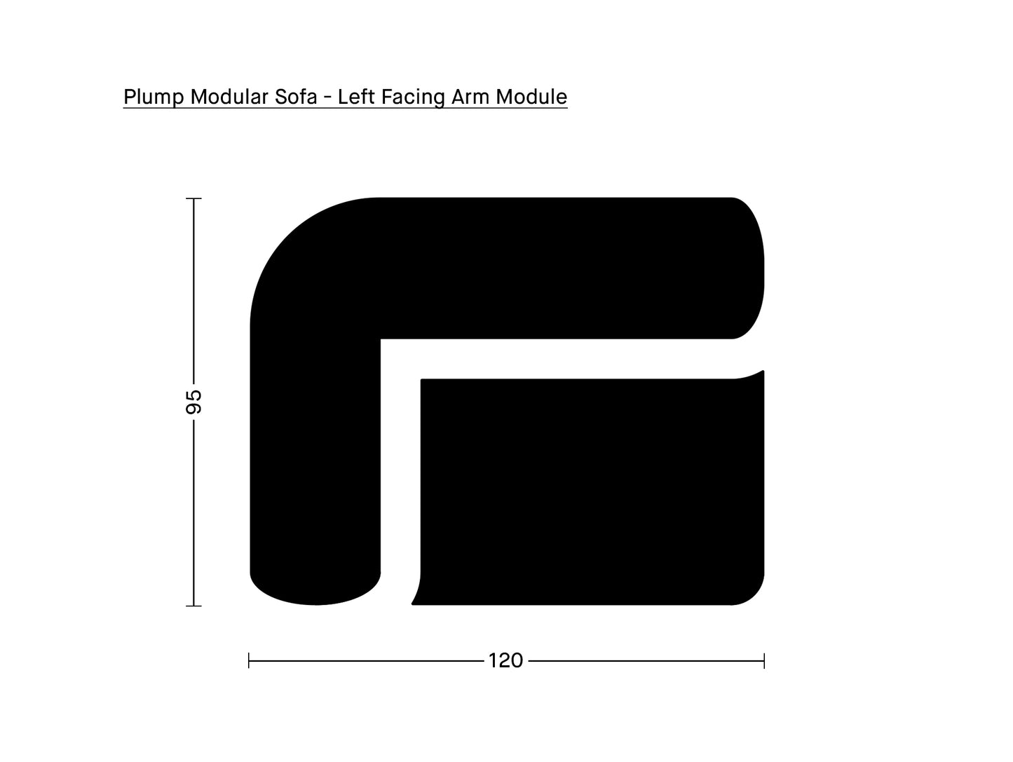 Plump Modular Sofa - Left Facing Arm Module by Tom Dixon