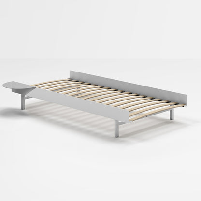 Bed 90 cm (Low) - Stainless Steel by Moebe - Bed Frame / 90 Wide cm Slats / 1 Side Table
